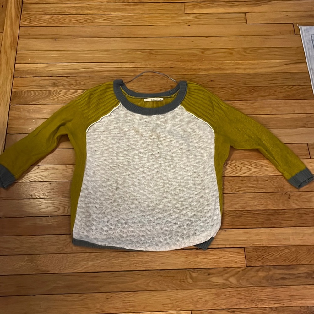 Ellison color block green, white and gray sweater